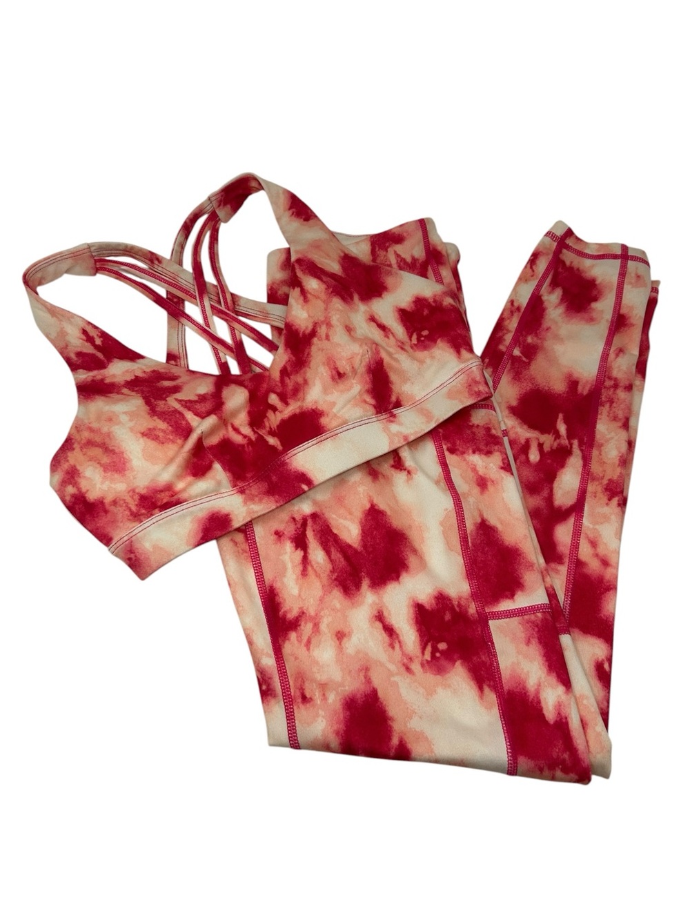 Ideology Activewear Leggings & Sports Bra feature a watermelon tie-dye pattern